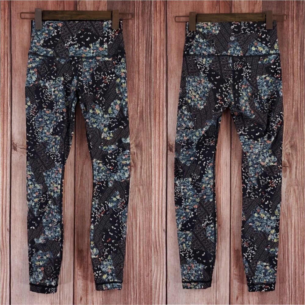 Lululemon Sz 4 Wunder Under Hi-Rise 7/8 Tight 25" Assemblage Alpine White Multi